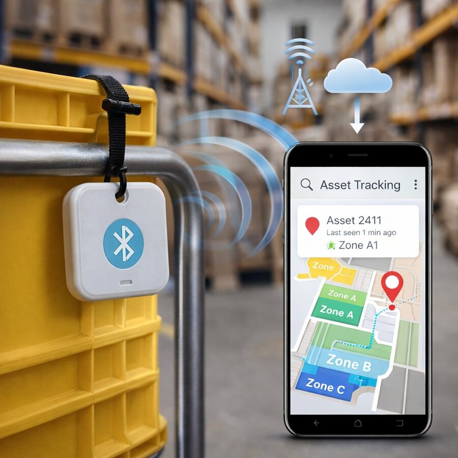BLE asset tracking warehouse hardware device by Knowx Innovations